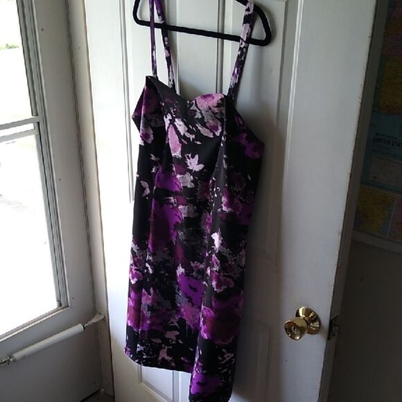 Lane Bryant Purple Black Spaghetti Strap Mini Dress - Picture 1 of 8